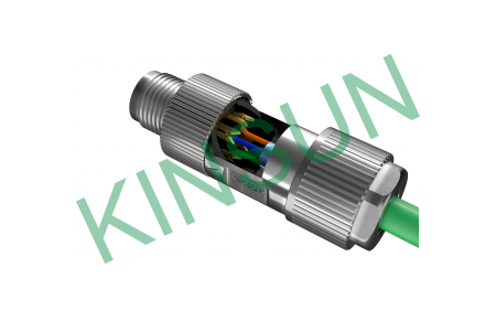 M12 X-kódolt kábelösszeszerelés IDC penge átszúrási illusztráció